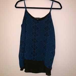 Dark Teal and Black Tank Top Blouse